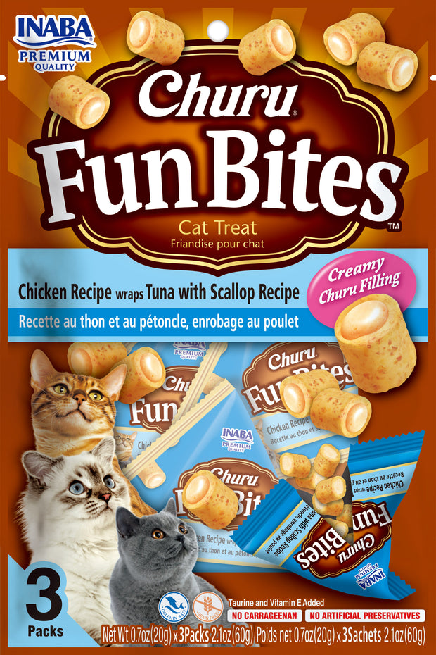 Churu Fun Bites Chicken Wraps Tuna with Scallop 60 gr