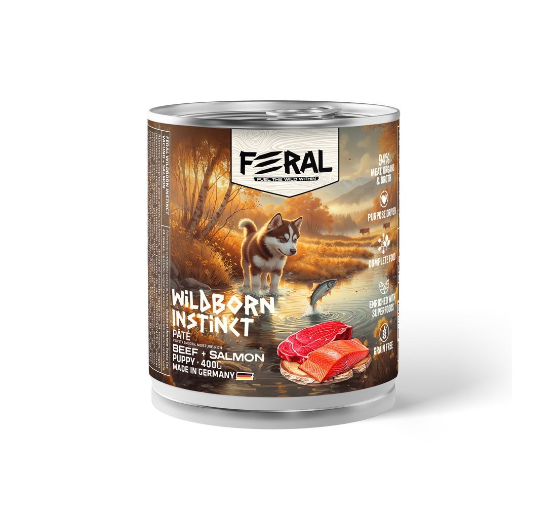 Feral Wildborn Instinct Carne y Salmon Cachorro 400 gr